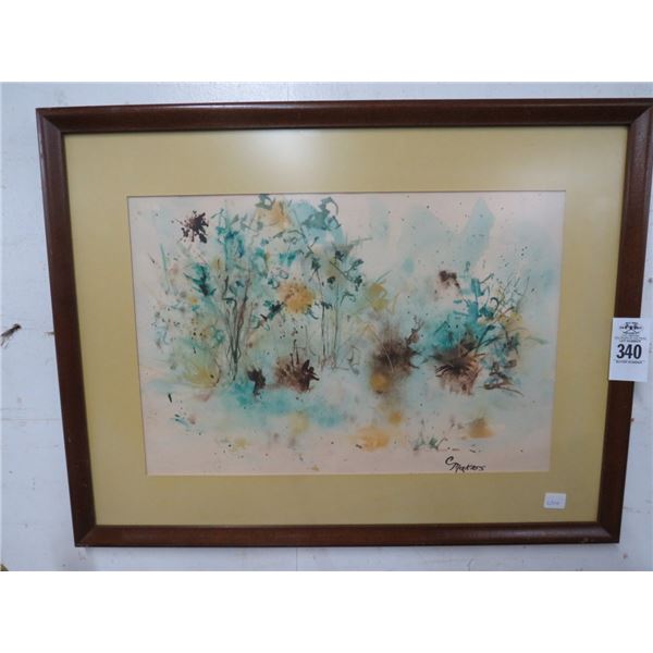 Framed Floral Watercolor - Signed Makres - 20 x 24