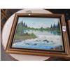 Image 1 : Framed Oil On Canvas Mountain River Scene - 18 x 24