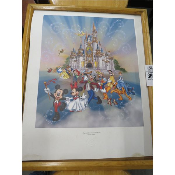 Framed Disney Art Happiest Celebration On Earth - (Missing Glass Pane)