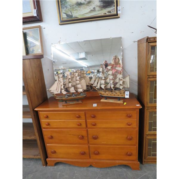 Maple 2 Over 4 Dresser w/Mirror