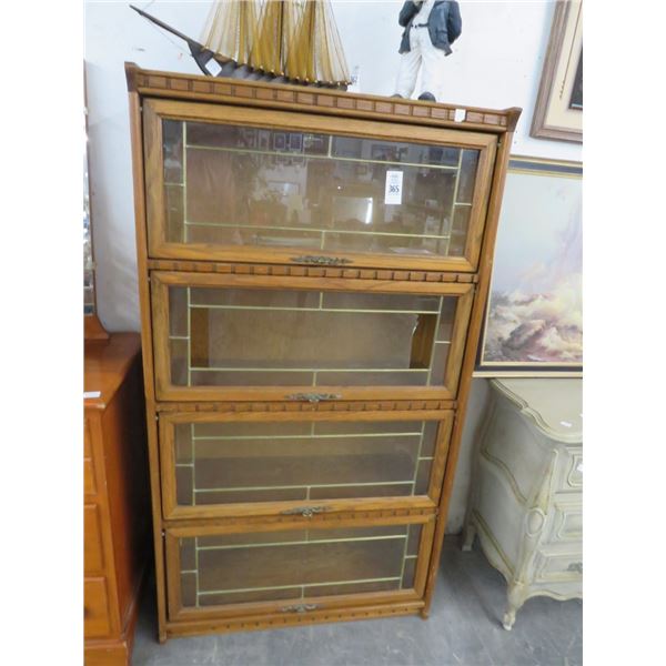 Tiger Oak 4 Section Barrister Bookcase - (Broken Pane)