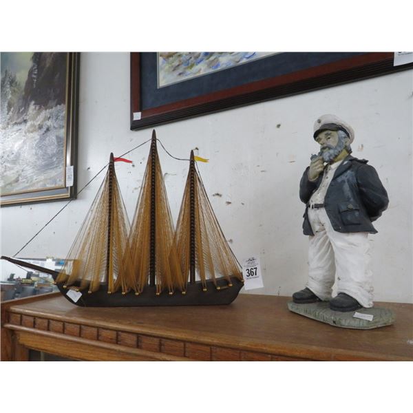 Sailboat Model, Captain Figurine