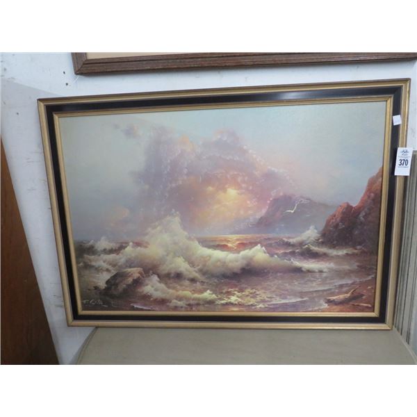 Framed Oil On Canvas Rugged Seascape - Signed Sabin