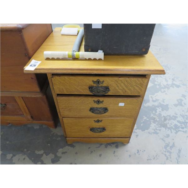 Tiger Oak 3 Drawer End Table