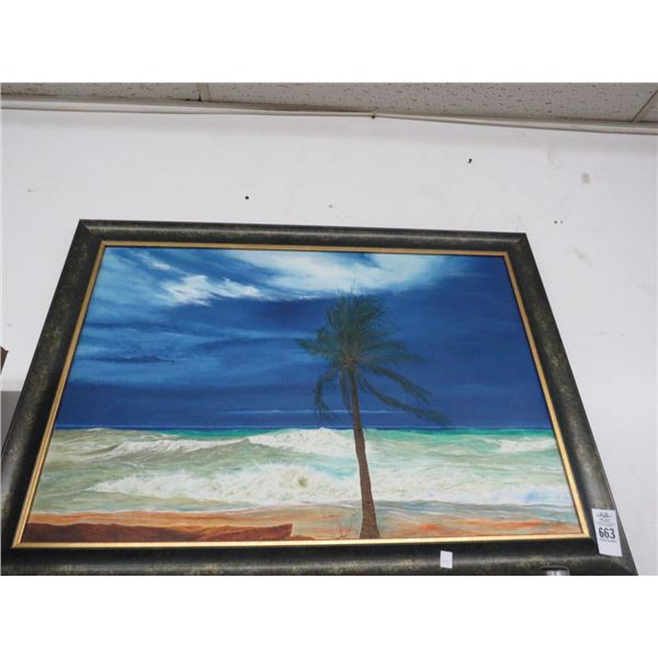 Framed Oil On Canvas Tropical Seascape - Signed Makres - 24 x 30