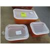 Image 1 : Pyrex Red/Orange Squares/Bakeware w/Lids 3