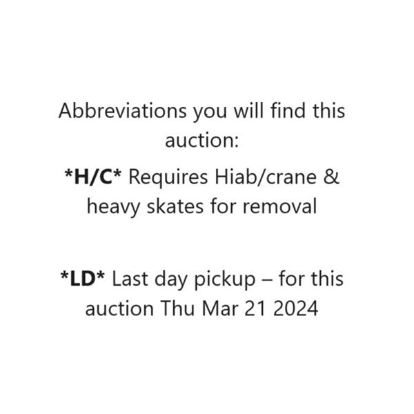 Abbreviations you will find this auction: