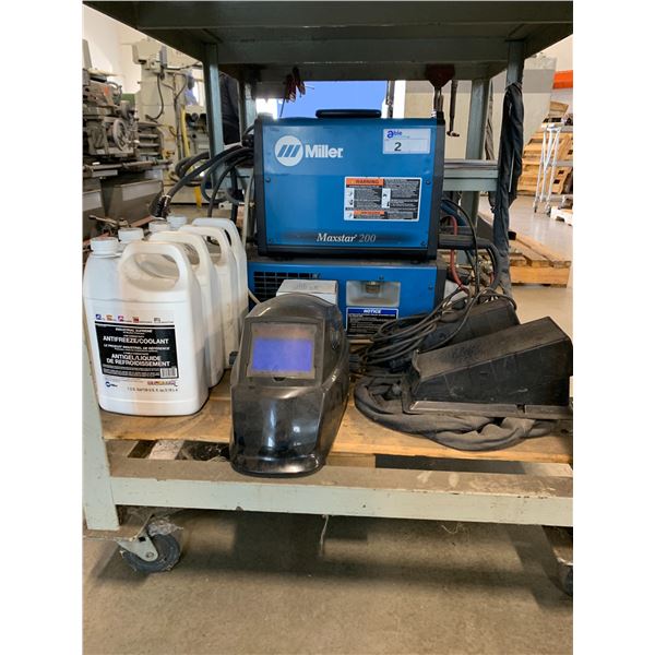 MILLER MAXSTAR 200 TIG/STICK WELDING MACHINE WITH COOLMATE 1.3 CE, FOOT PEDALS, ETC