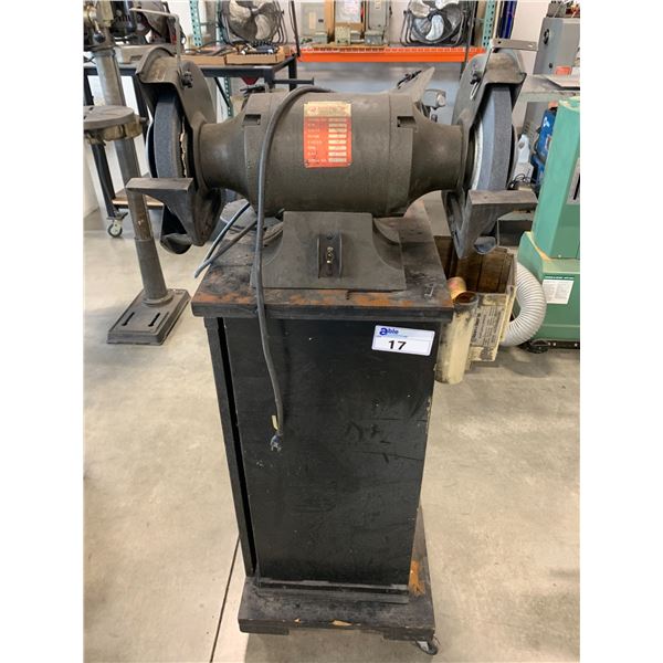 DOUBLE BENCH GRINDER SET ON PEDAL STAND - BUSY BEE 10" AND BRICO 6"