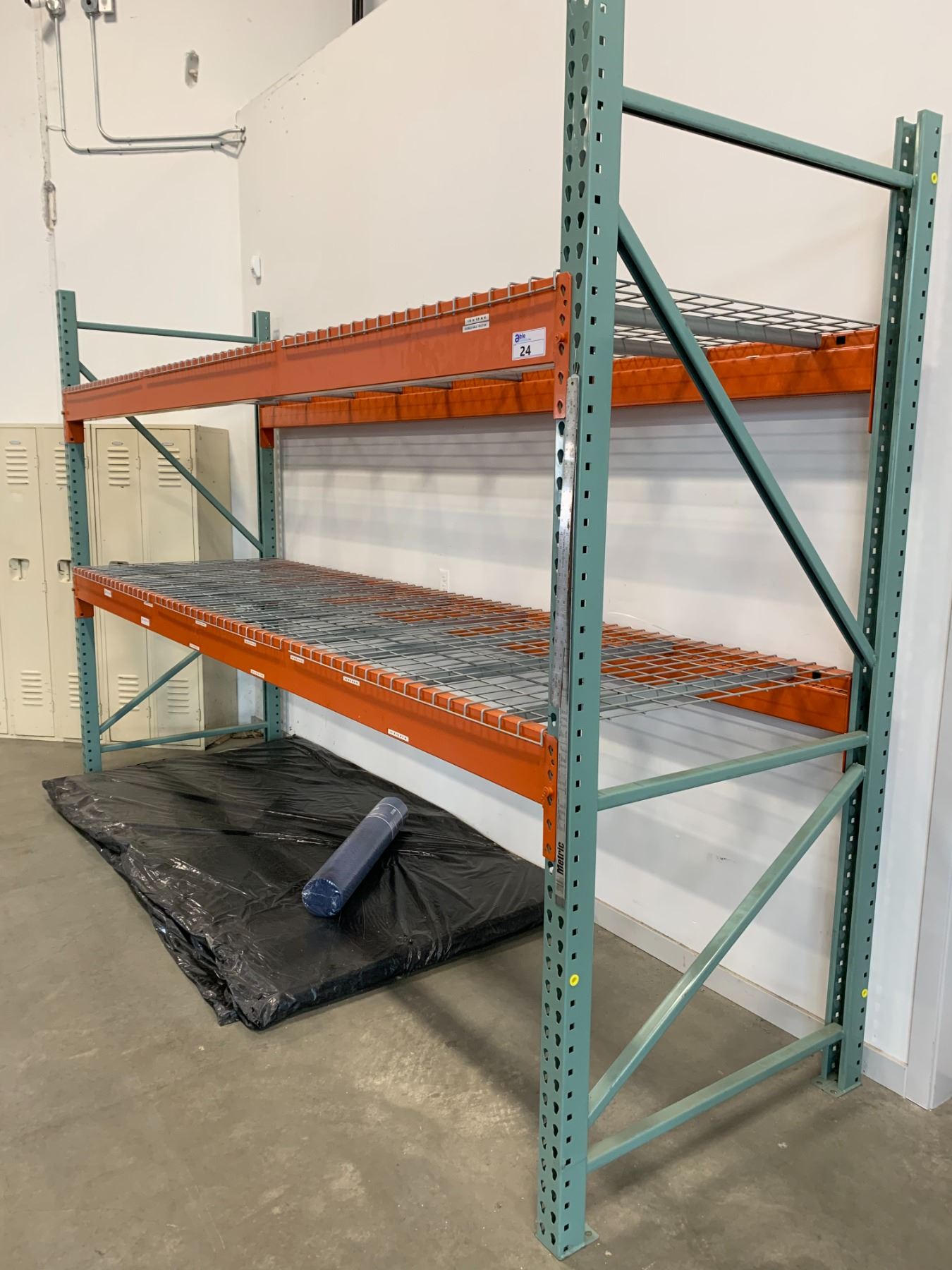 8ft Racking SECTION OF ORANGE & GREY PALLET RACKING W/MESH DECK - APPROX, 12FT ...