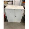 Image 1 : BEIGE 2 DOOR METAL STORAGE CABINET WITH CONTENTS
