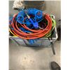 Image 1 : GREY PLASTIC STORAGE CONTAINER OF ASSORTED AIRLINES AND EXTENSION CORDS