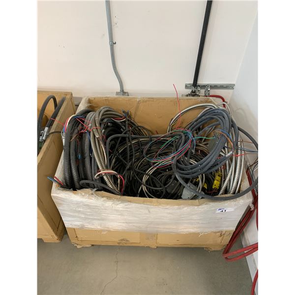 PALLET BIN FILLED WITH ASSORTED ELECTRICAL WIRING