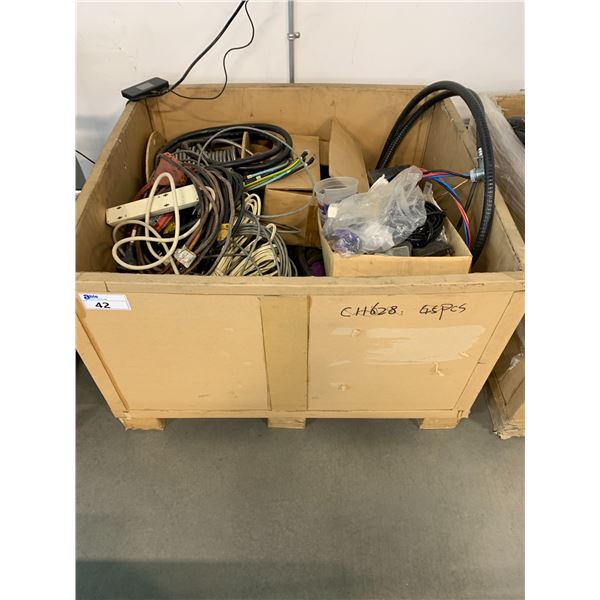 PALLET BIN FILLED WITH ASSORTED ELECTRICAL WIRING