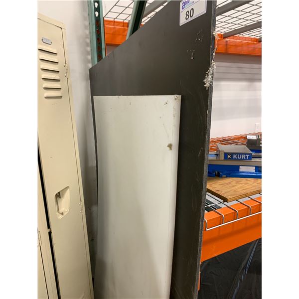 2 SHEETS OF HARD PLASTIC MATERIAL- 1 WHITE 38" X 60" X 3/4" & 1 BLACK 48" X 69" X 1/4"