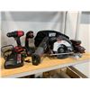 Image 2 : 10 PCS. CRAFTSMAN POWER TOOLS-DRILL, CIRCULAR SAW, RECIPROCATING SAW, FLASHLIGHT, 3 BATTERIES, 3