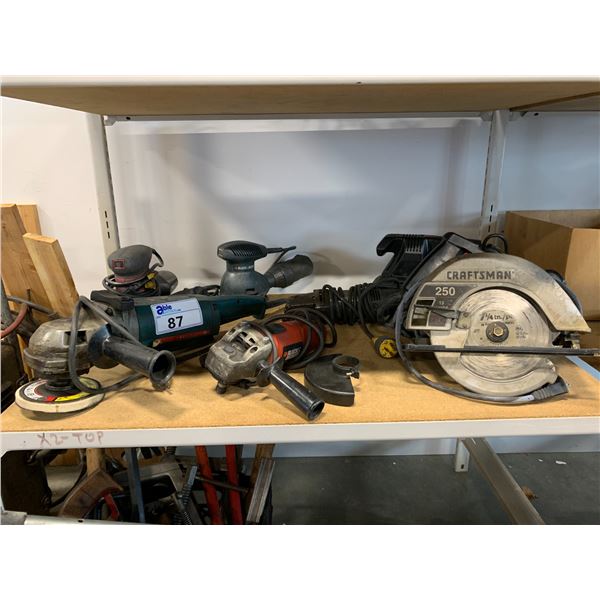 7 PCS. ASSORTED POWER TOOLS-3 SANDERS,3 GRINDERS AND SKILL SAW