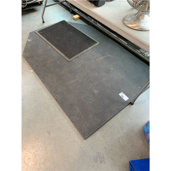 LARGE BLACK RUBBER SHOP FATIGUE MAT-APPROX.-72" X 48" X 1/2"