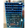 Image 1 : 2 BLUE METAL PIGEON HOLE COMPARTMENT PARTS CABINETS WITH ASSORTED BOLTS, NUTS AND WASHERS