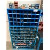 Image 2 : 2 BLUE METAL PIGEON HOLE COMPARTMENT PARTS CABINETS WITH ASSORTED BOLTS, NUTS AND WASHERS