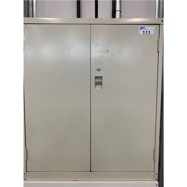2 DOOR METAL STORAGE CABINET -36" ACROSS X 20" WIDE X 42" HIGH