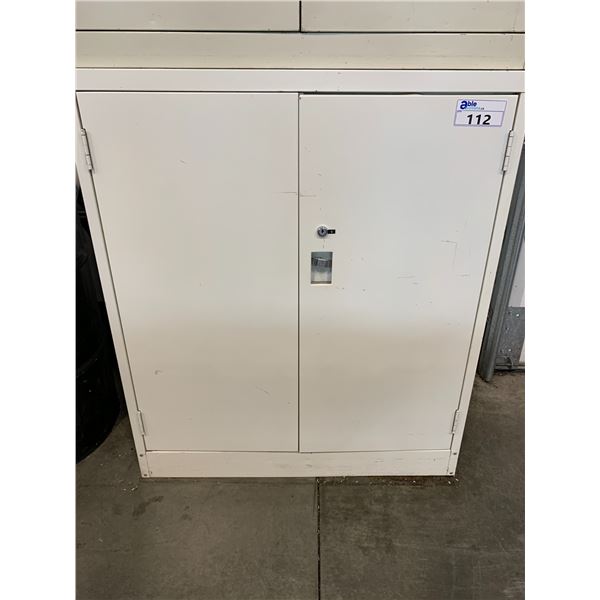 2 DOOR METAL STORAGE CABINET -36" ACROSS X 20" WIDE X 42" HIGH