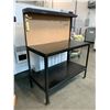 Image 3 : WELDED STEEL BLACK WORKBENCH WITH PEGBOARD BACK - APPROX. 4FT X 2FT X 5FT HIGH