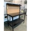 Image 3 : WELDED STEEL BLACK WORKBENCH WITH PEGBOARD BACK - APPROX. 4FT X 2FT X 5FT HIGH