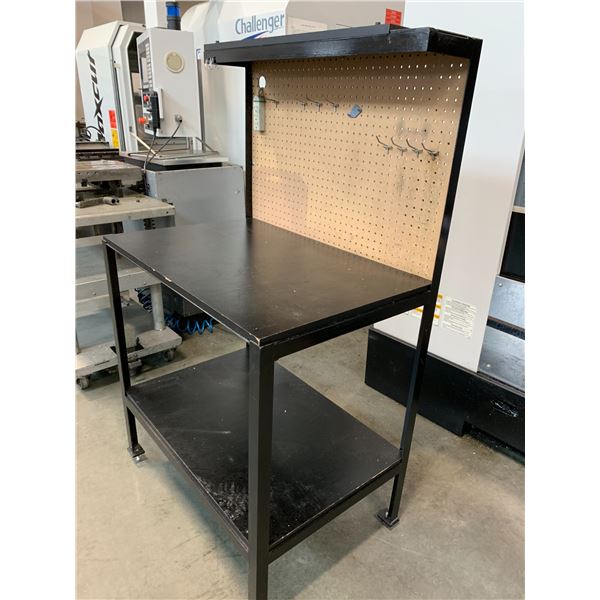 WELDED STEEL WORKBENCH WITH PEGBOARD BACK-APPROX.3FT X 2FT X 5FT HIGH