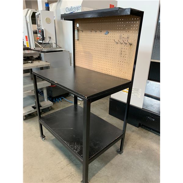 WELDED STEEL WORKBENCH WITH PEGBOARD BACK-APPROX.3FT X 2FT X 5FT HIGH