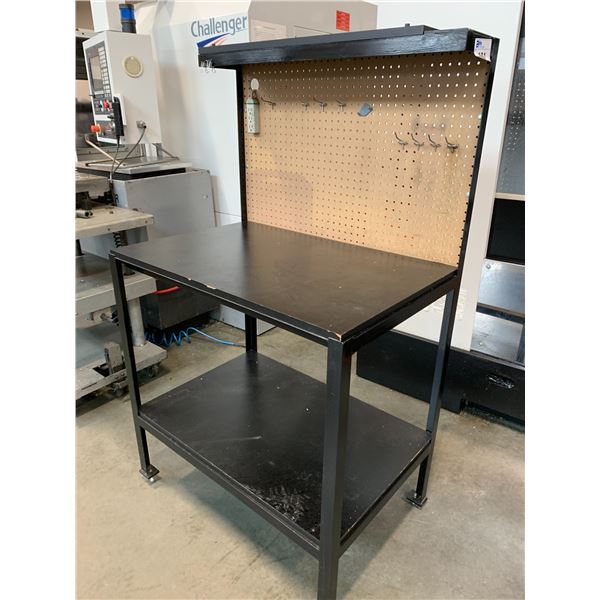WELDED STEEL WORKBENCH WITH PEGBOARD BACK-APPROX.3FT X 2FT X 5FT HIGH
