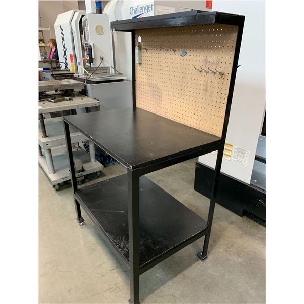 WELDED STEEL WORKBENCH WITH PEGBOARD BACK-APPROX.3FT X 2FT X 5FT HIGH