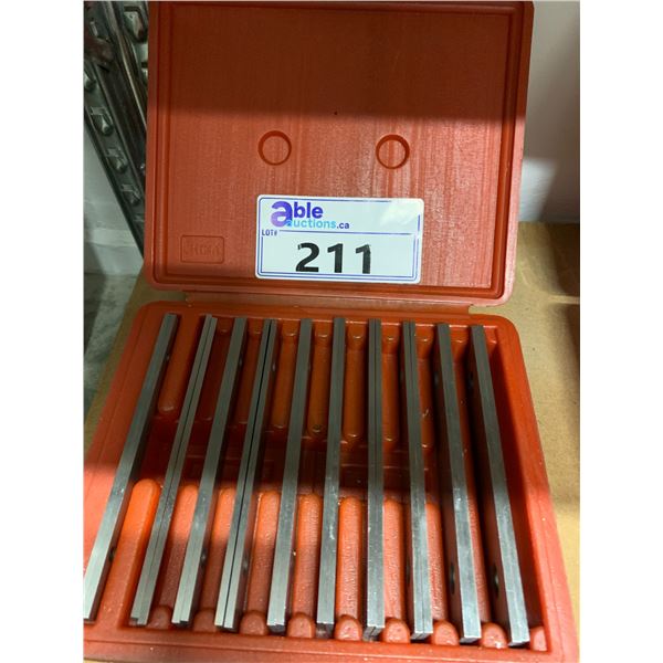 MATCHED SET OF 10 - 1/8" STEEL PARALLELS WITH CASE