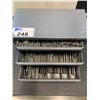 Image 2 : GREY METAL DRILL BIT ORGANIZER CABINET FULL OF VARIES MACHINIST PRECISION DRILL BITS