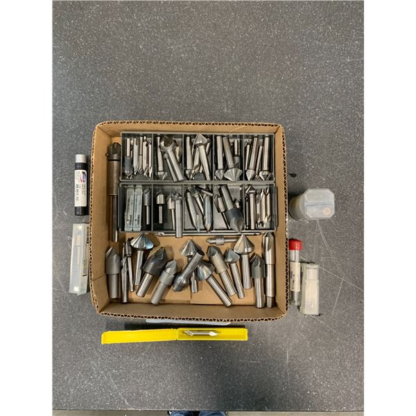 BOX OF VARIOUS COUNTER SINKS & CENTER DRILLS (APPROX. 60 PCS.)