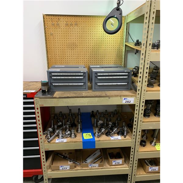 *LD* 2 SECTION BEIGE METAL SHELF RACKING WORKSTATION WITH MAGNIFYING LIGHT