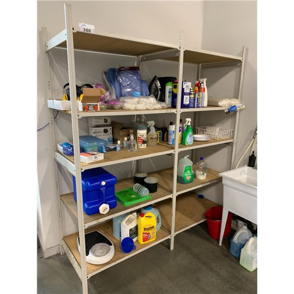 GREY METAL SHELF RACKING SYSTEM - 7 1/2FT ACROSS X 2FT DEEP X 7FT HIGH