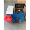 Image 3 : GROUP OF OUTDOOR CAMPING ITEMS-BBQ, PROPANE STOVE, COOLER AND JERRY CAN