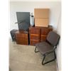 Image 3 : 2 WOODEN CABINETS, CLIENT CHAIR AND MISCELLANEOUS ITEMS