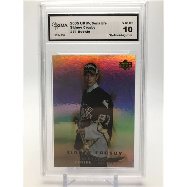 2005 UPPER DECK SIDNEY CROSBY ROOKIE GMA 10