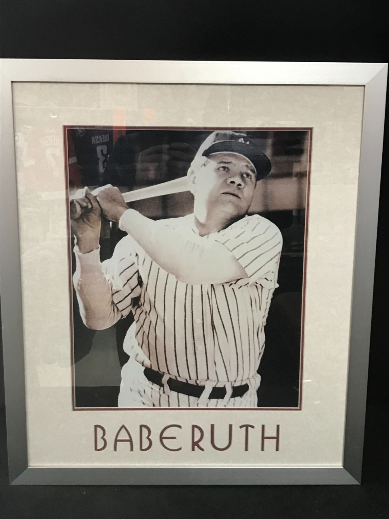 BABE RUTH CUSTOM FRAMED 24 X 28 PHOTOGRAPH