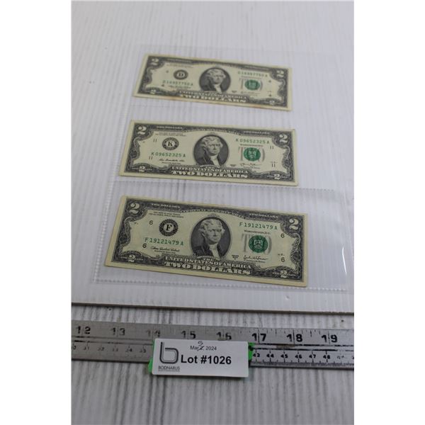 (3) 2017 Uncirculated $2 American Bills