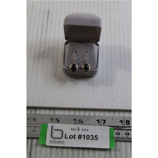 Silver Malachite Pendant Earrings