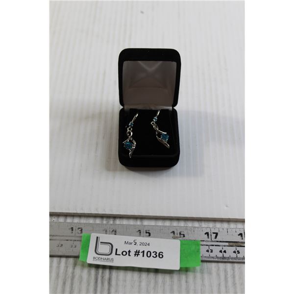 Sterling Silver Blue Stone Pendant Style Earrings