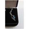 Image 3 : Sterling Silver Blue Stone Pendant Style Earrings