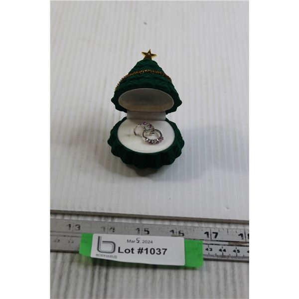 Silver Created Ruby Hoop Earrings