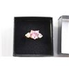 Image 2 : Sterling Silver Gold Plated Pink and Clear Cubic Zirconia Ring - Size 7.5