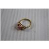 Image 3 : Sterling Silver Gold Plated Pink and Clear Cubic Zirconia Ring - Size 7.5