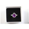 Image 2 : Silvertone Purple Coloured Stone Ring - Size 8.25