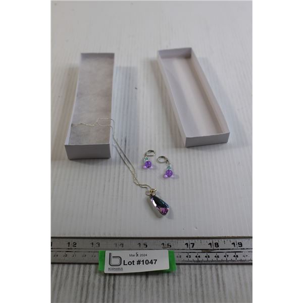 Purple Earrings and Necklace